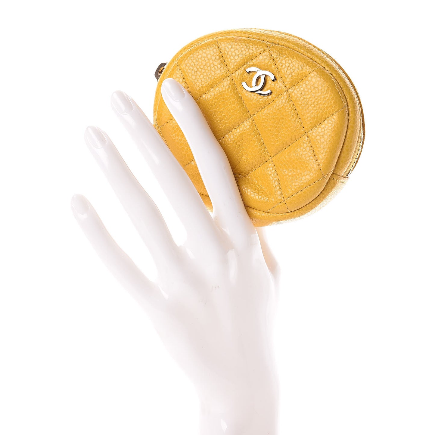 Caviar Quilted Zip Around Classic Coin Purse Yellow