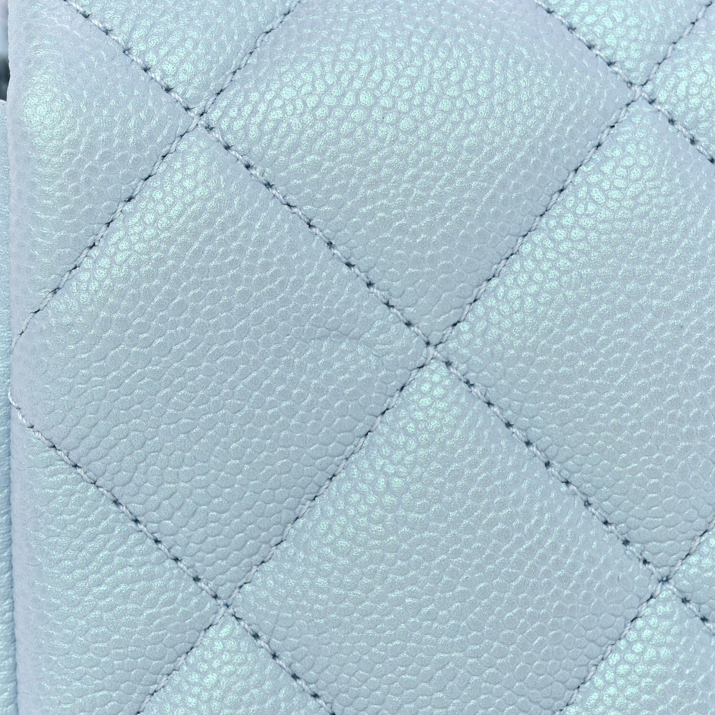 Iridescent Caviar Quilted Mini My Perfect Flap Light Blue