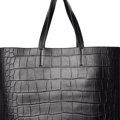 Celine Lambskin Crocodile Embossed Vertical Cabas Black 10 of 14