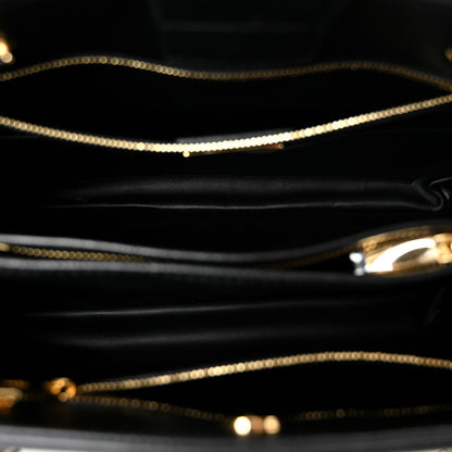 Salvatore Ferragamo Hammered Calfskin Vara Bow Chain Tote Black 5 of 10