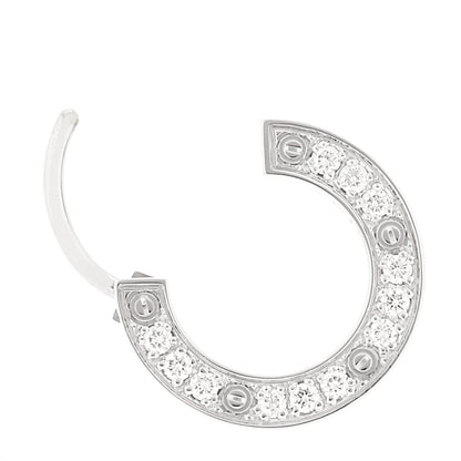 Cartier 18K White Gold Diamond Pave Single LOVE Hoop Earring 3 of 6