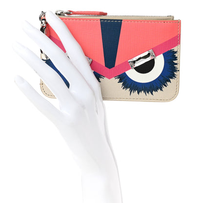 Fendi Saffiano Crystal Eye Monster Coin Pouch Key Case Bellini Multicolor 2 of 8