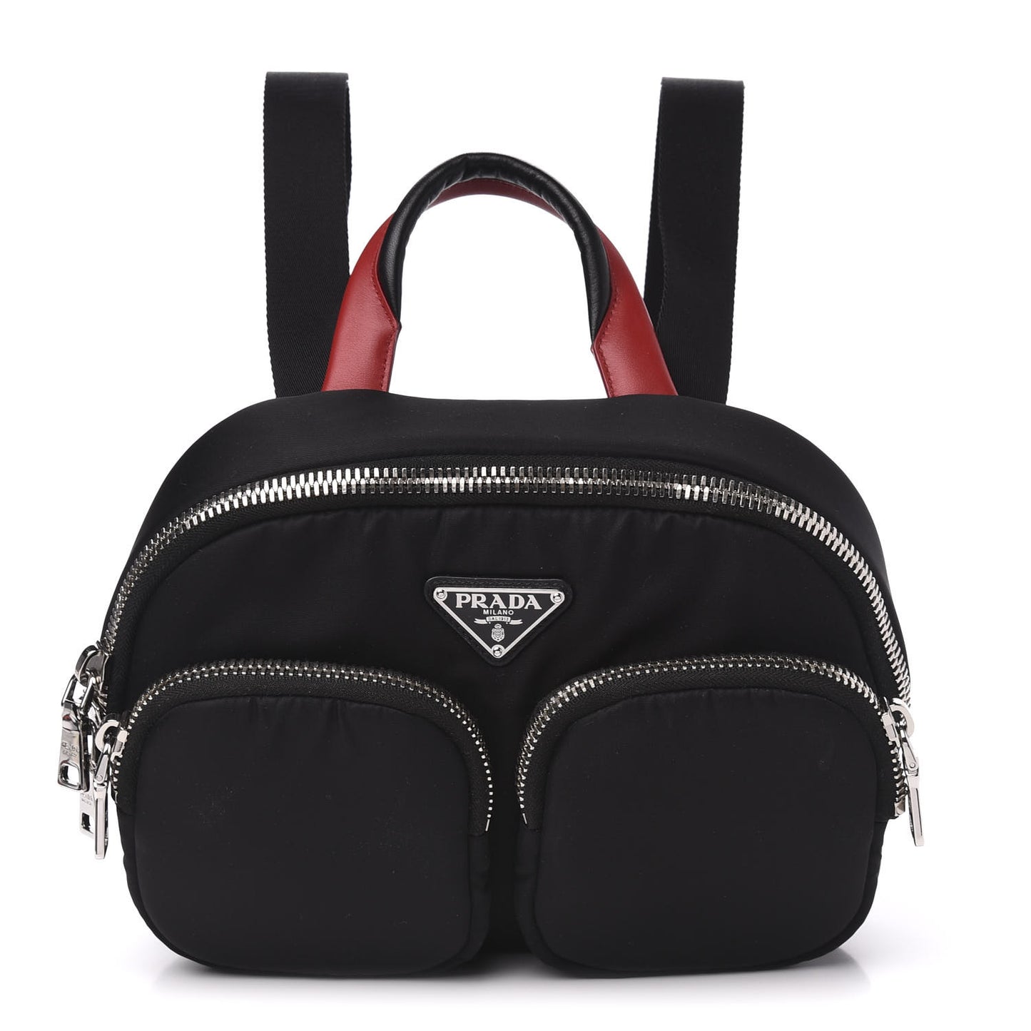 Tessuto Nylon Pocket Top Handle Cargo Bag Black Fuoco