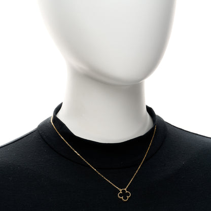Van Cleef & Arpels 18K Yellow Gold Black Onyx Vintage Alhambra Pendant Necklace 2 of 5