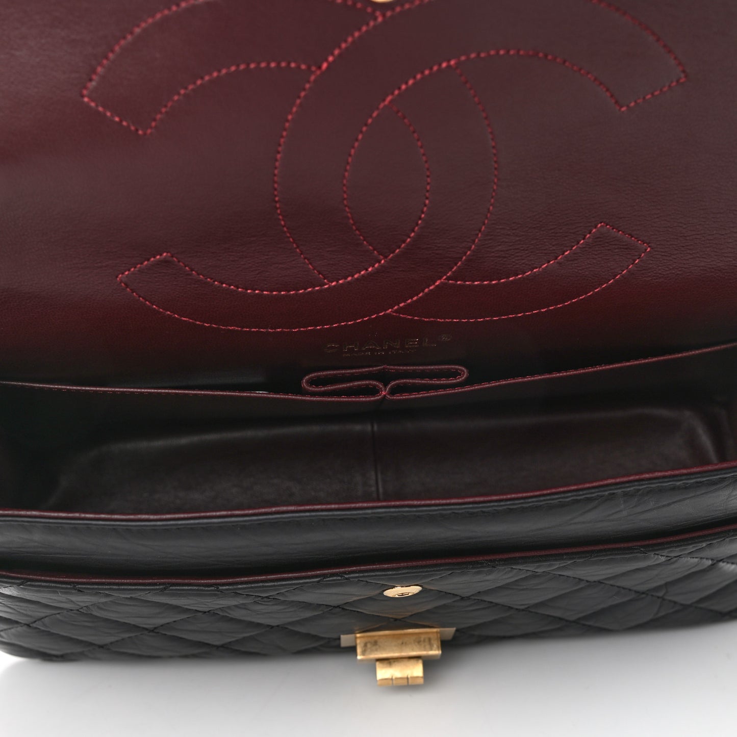 Aged Calfskin Quilted 2.55 Reissue 227 Flap Black