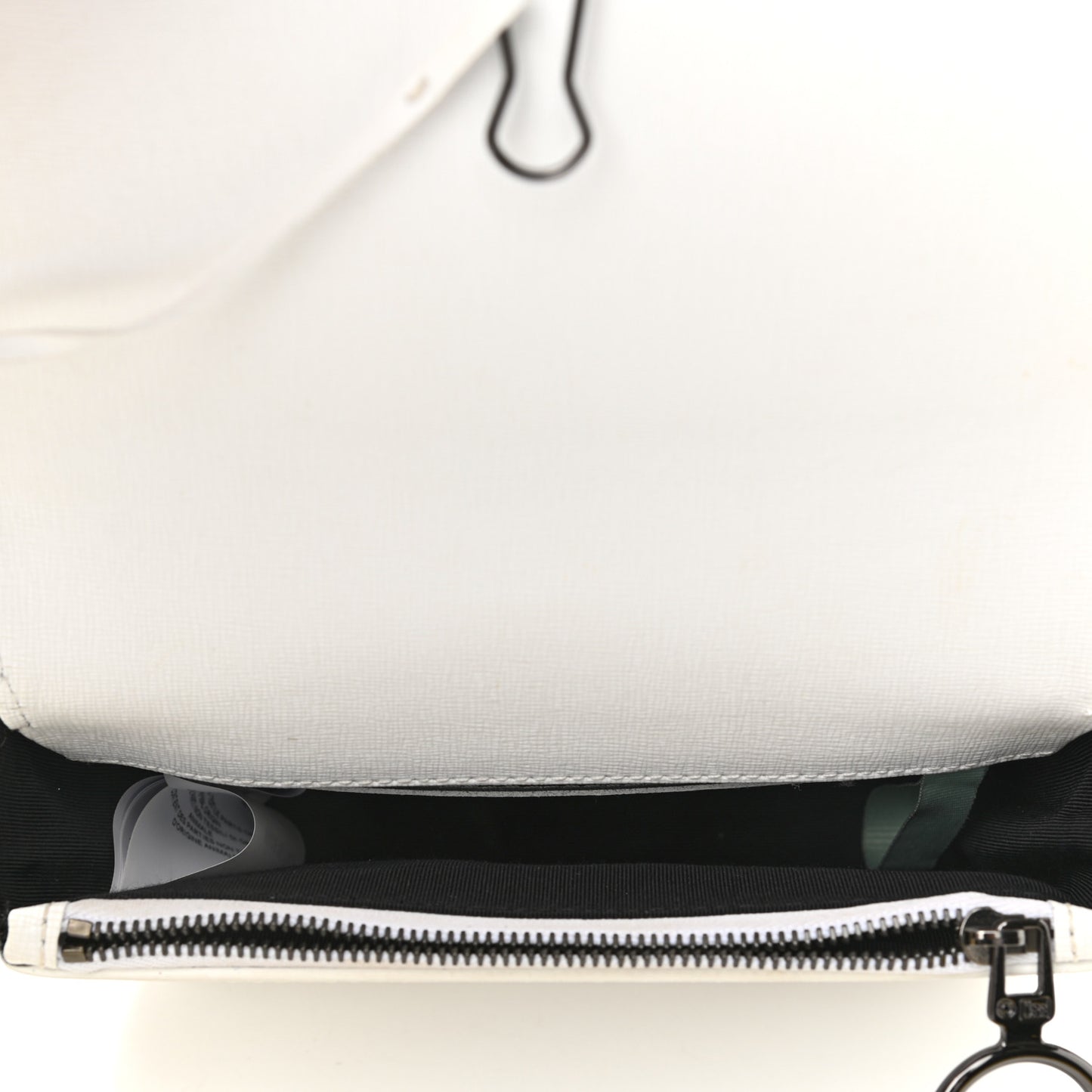 Saffiano Striped Diag Binder Flap Bag White Black