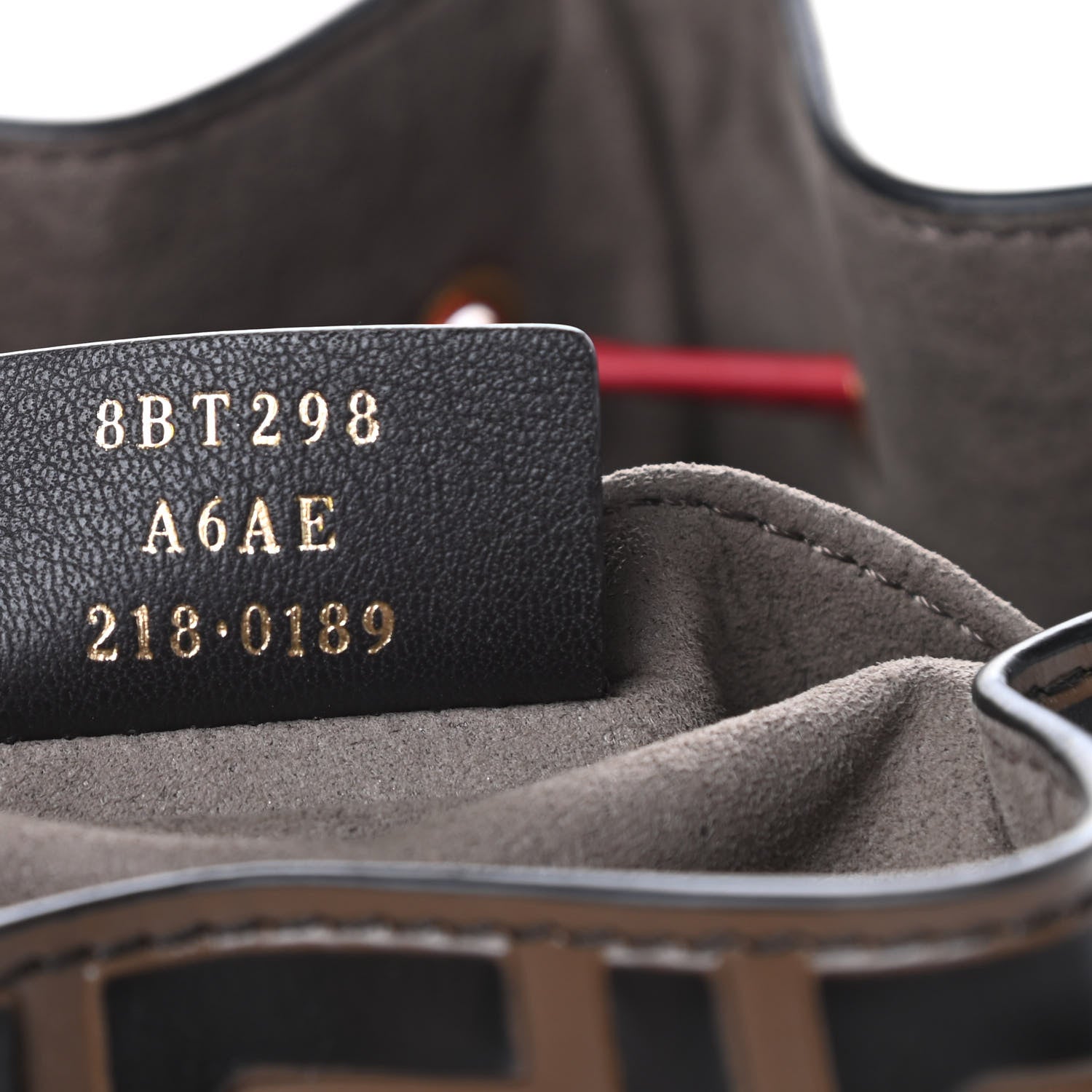 Fendi Vitello Grace F is Fendi Bi-Color FF 1974 Embossed Grande Mon Tresor Bucket Bag Maya Black Fragola 7 of 10