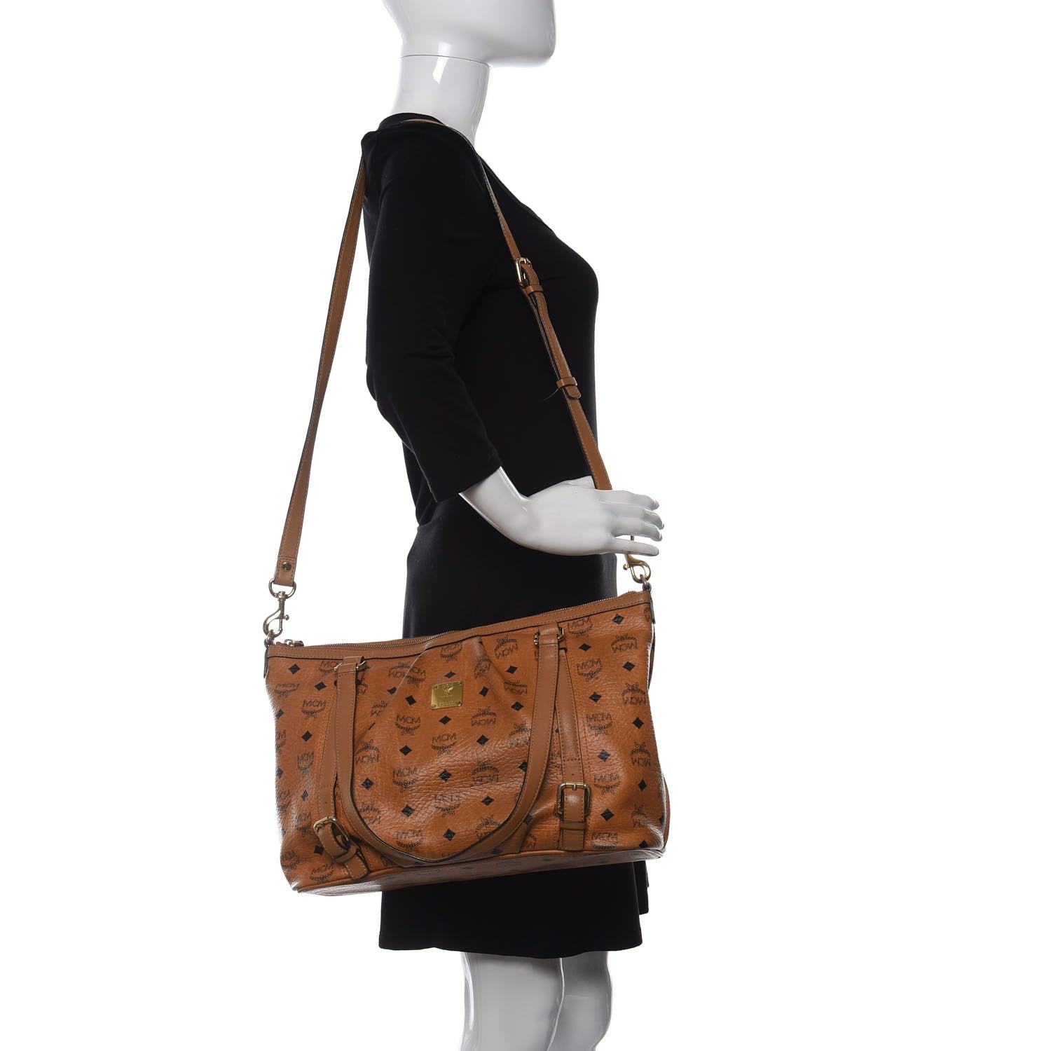MCM Visetos Medium Essentials Shopper Tote Cognac 2 of 15