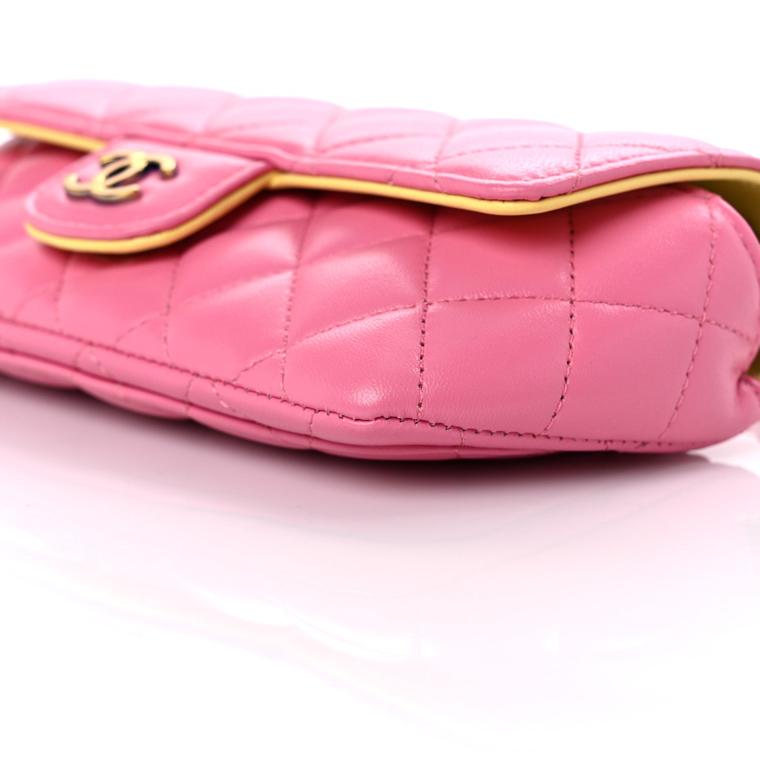 Chanel Lambskin Quilted Glasses Case With Chain Pink Yellow 9 of 11