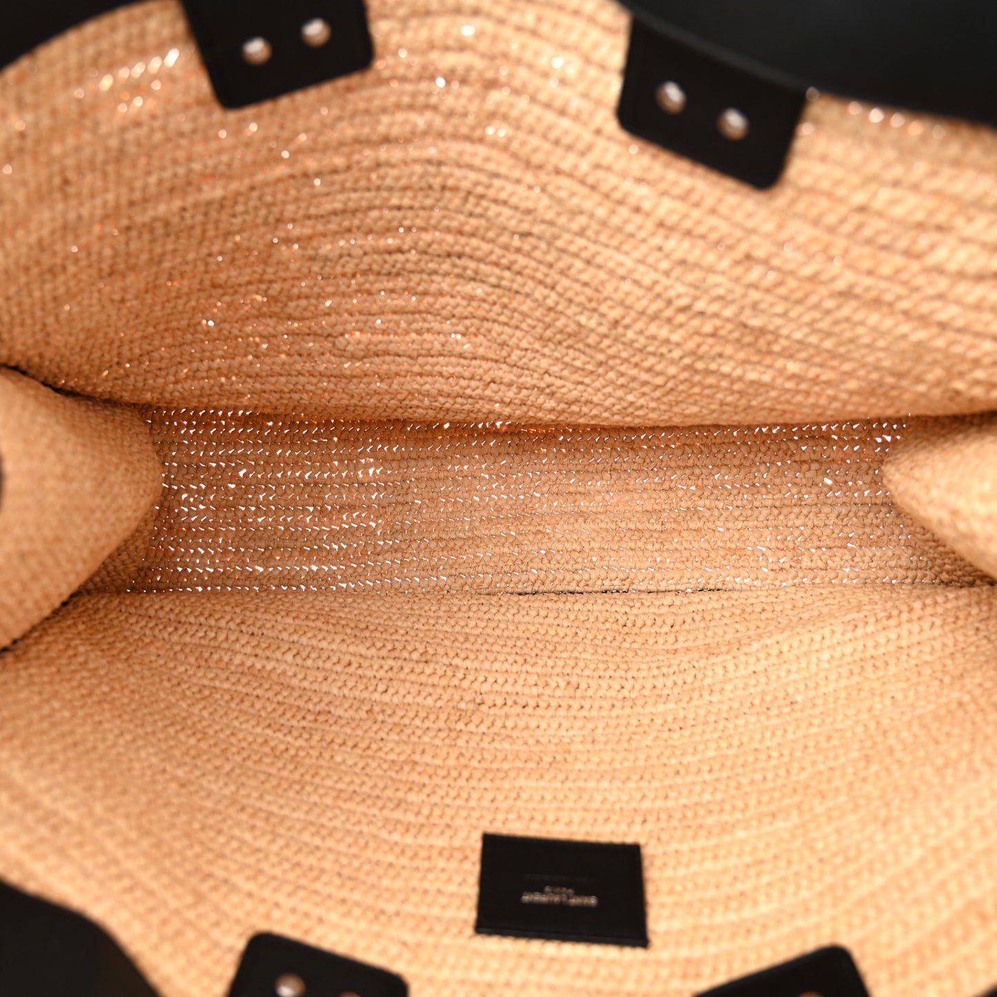 Raffia Calfskin Rive Gauche Tote Naturale Black