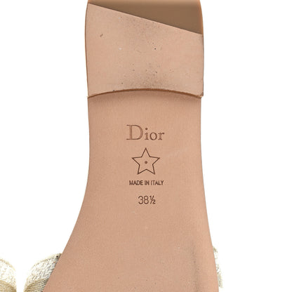 Christian Dior Canvas Lurex Jardin d'Hiver Embroidered Dway Flat Slide Sandals 38.5 White Palladium 6 of 9