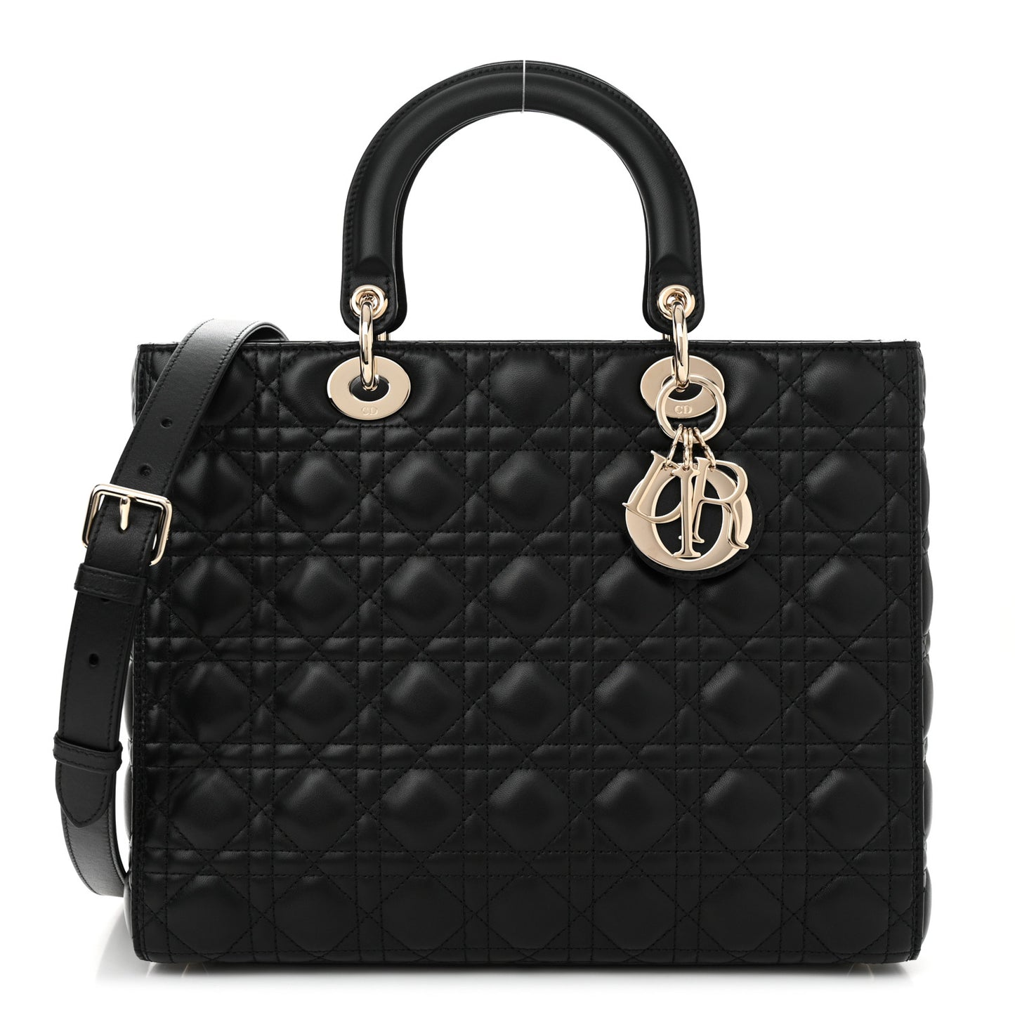 Lambskin Cannage Large Lady Dior Black