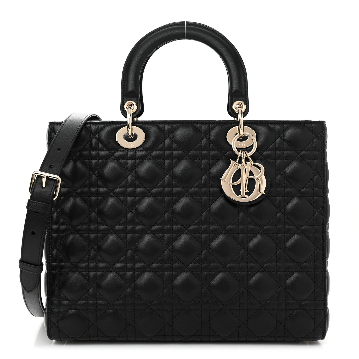Christian Dior Lambskin Cannage Large Lady Dior Black 1 of 10