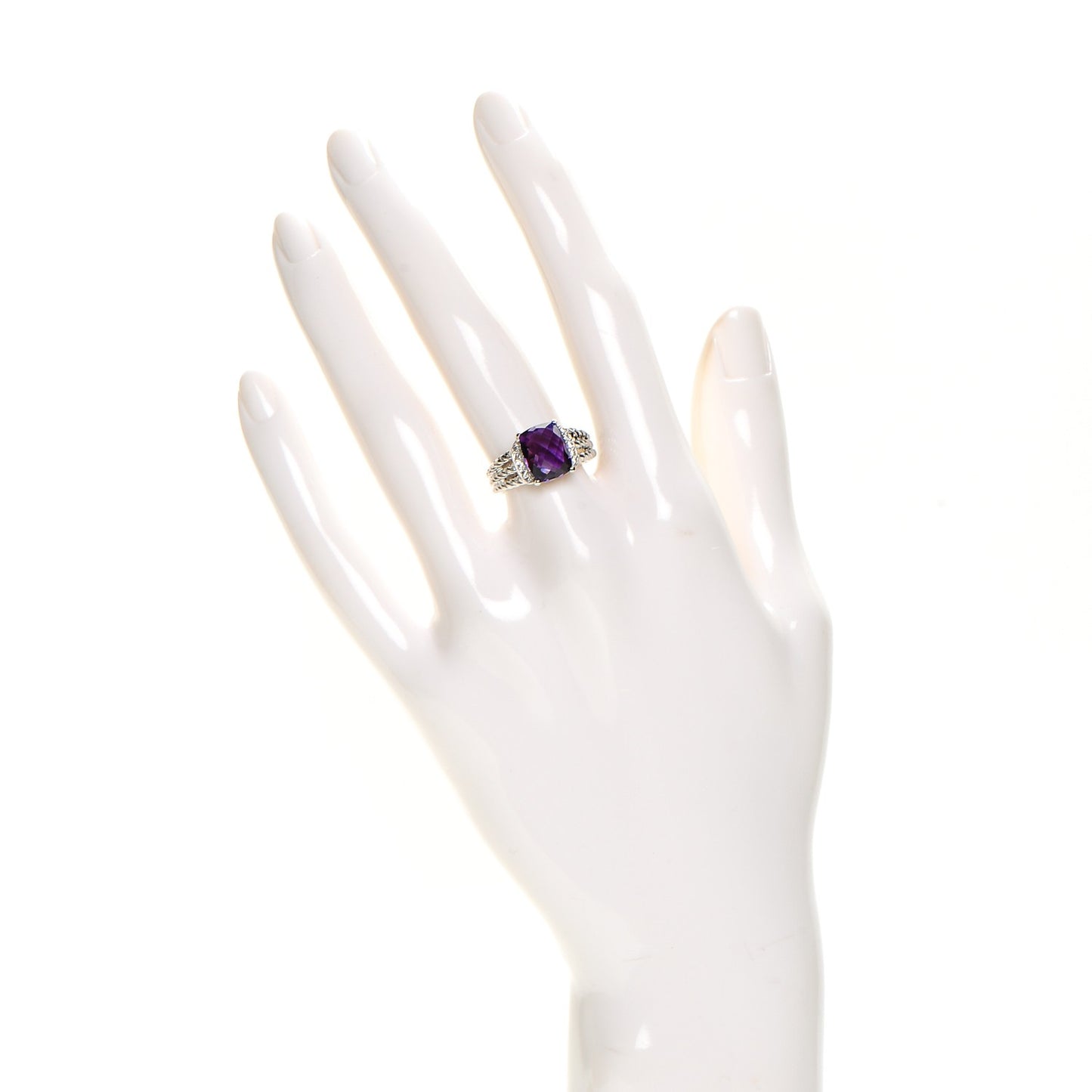 Sterling Silver Diamond Amethyst 10mm Petite Wheaton Ring 51 5.75