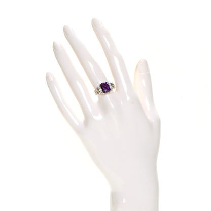 David Yurman Sterling Silver Diamond Amethyst 10mm Petite Wheaton Ring 51 5.75 2 of 4