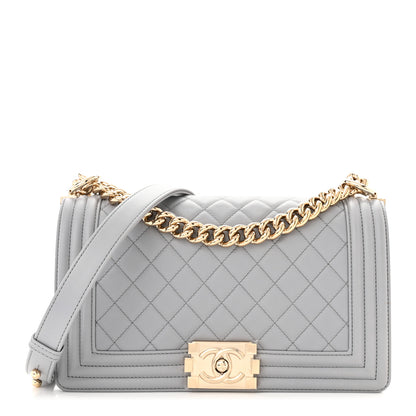 Chanel Calfskin Quilted Medium Boy Flap Grey 1 of 12