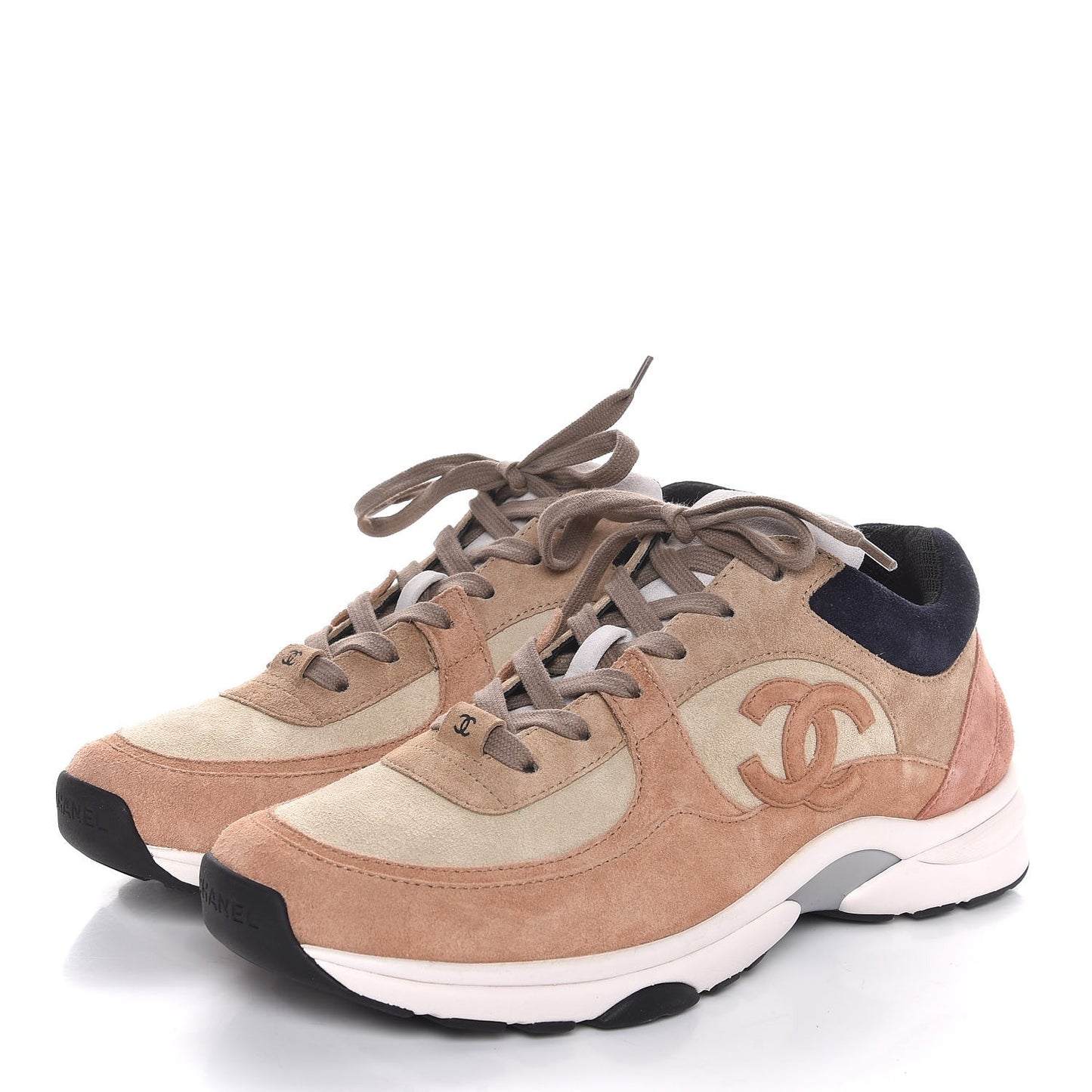Suede Calfskin CC Sneakers 41 Brown Beige