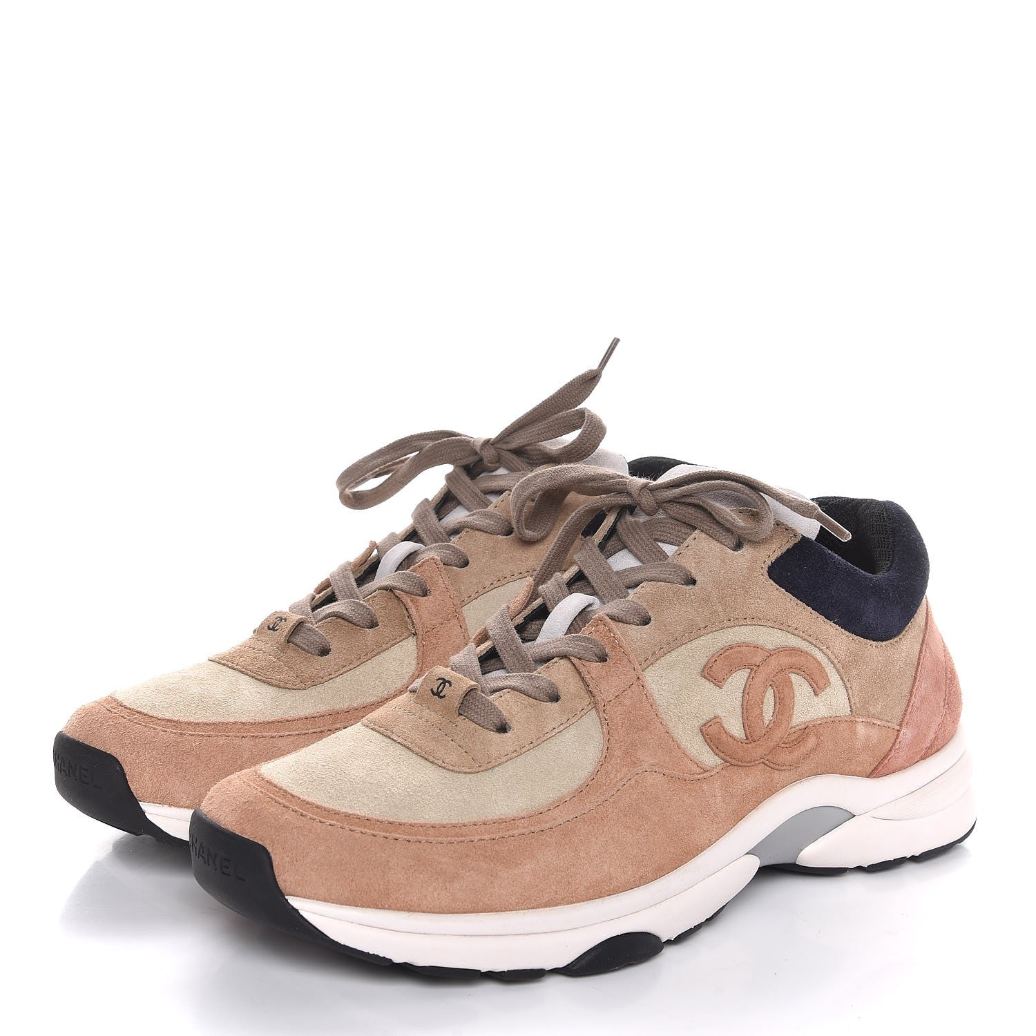 Chanel Suede Calfskin CC Sneakers 41 Brown Beige 3 of 7