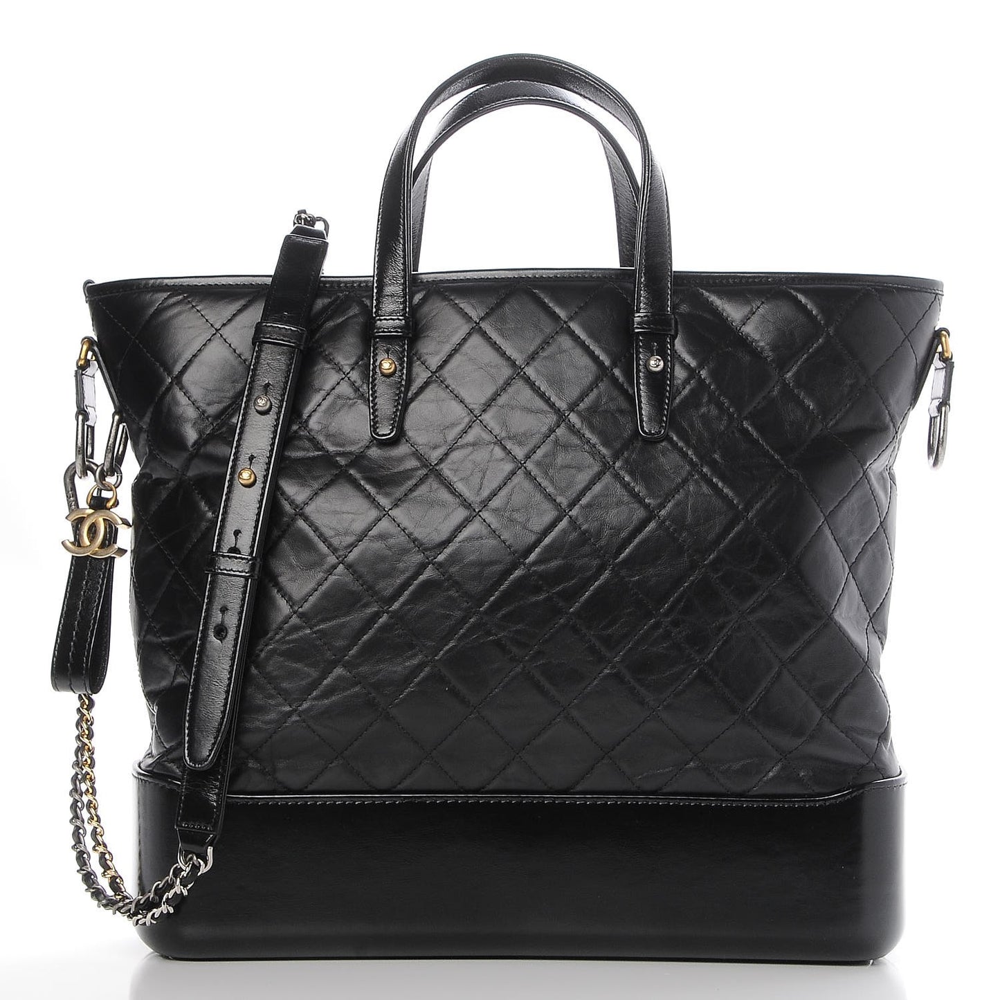Calfskin Quilted Large Gabrielle Shopping Tote Black