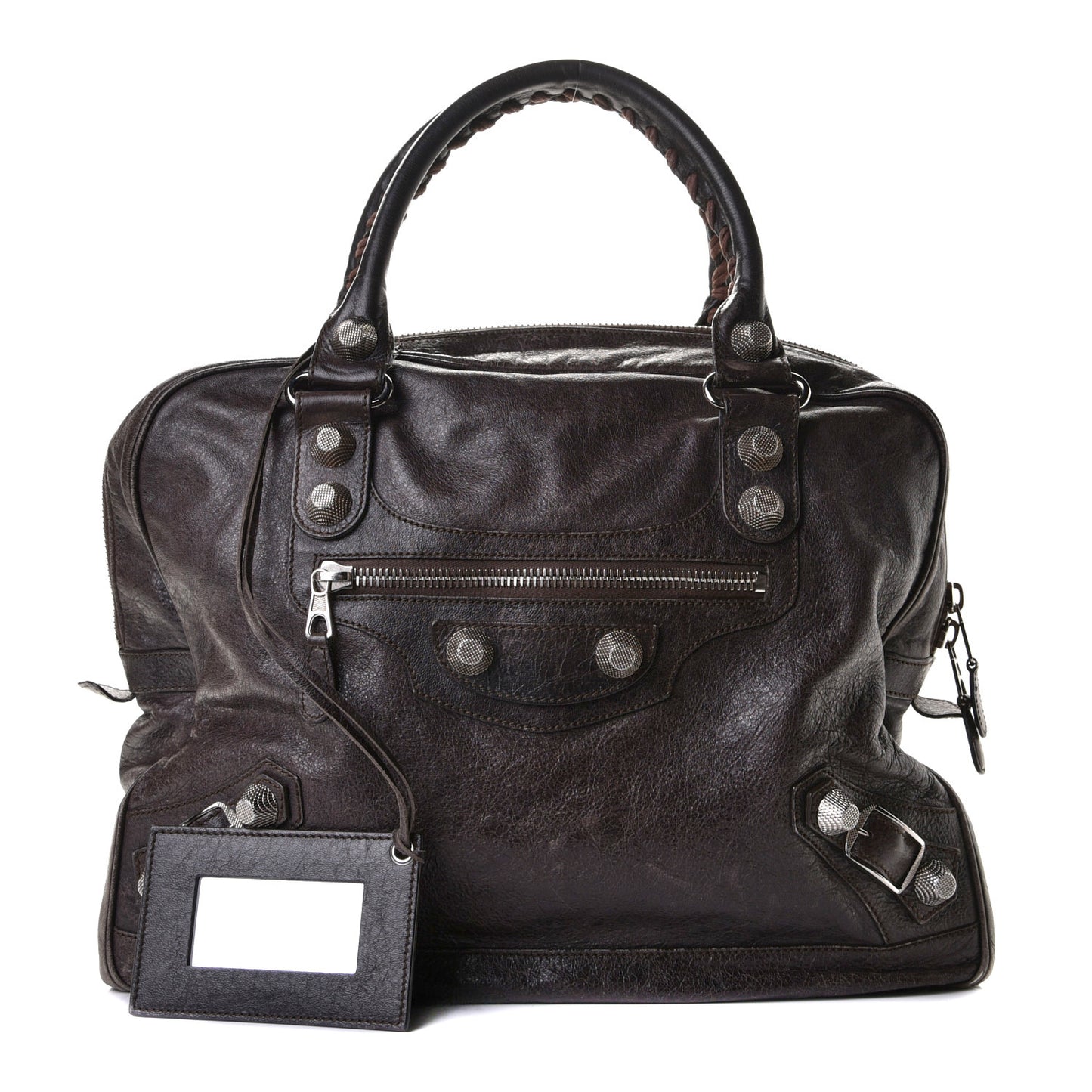 Agneau Giant 12 Silver Hardware Office Tote Charbon