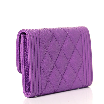 Chanel Caviar Quilted Boy Flap Card Holder Purple 2 of 9