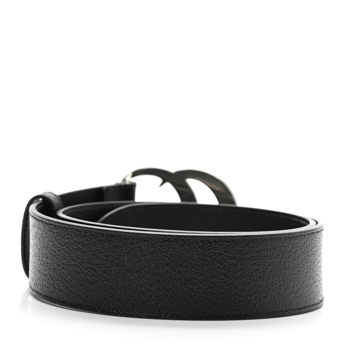 Textured Dollar Calfskin Nickel Double G 40mm Belt 75 30 Black