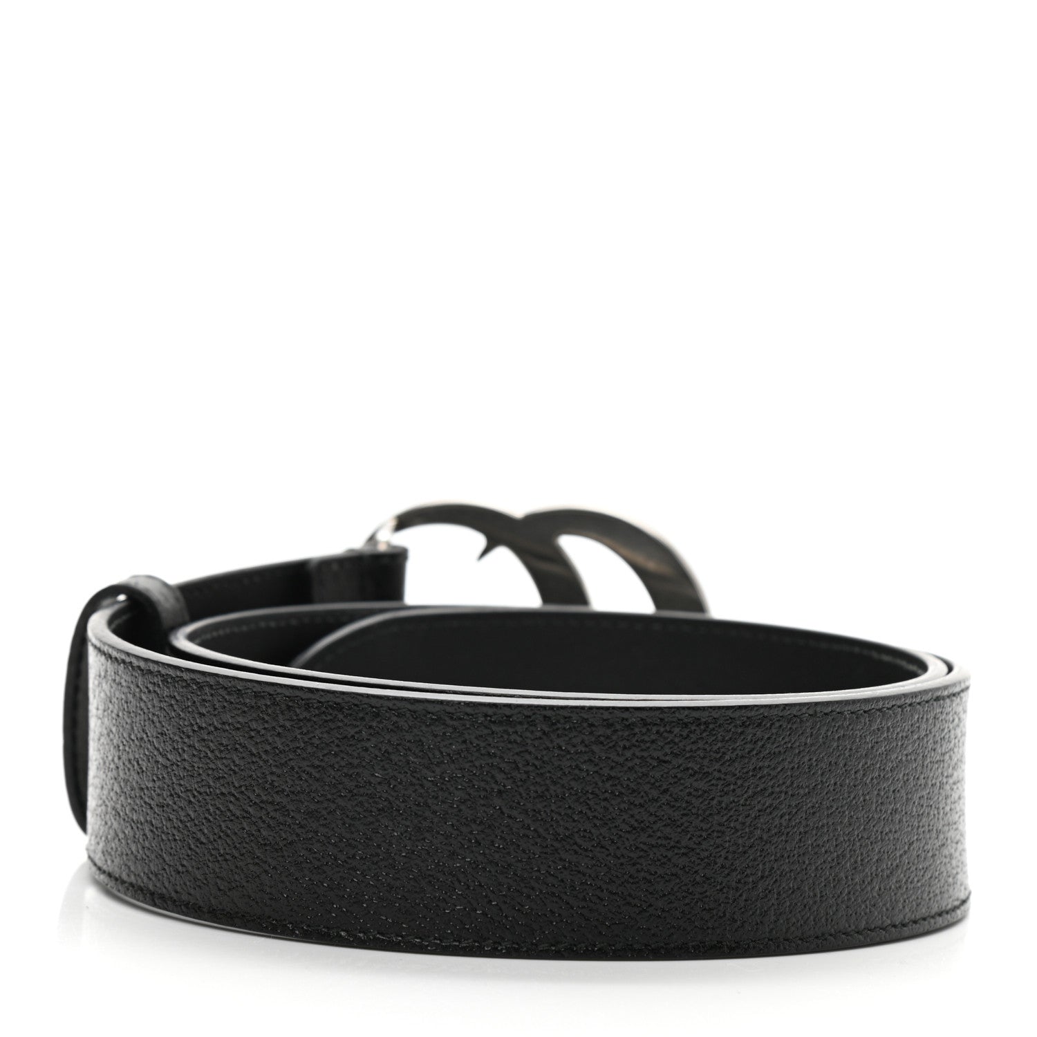 Gucci Textured Dollar Calfskin Nickel Double G 40mm Belt 75 30 Black 2 of 5