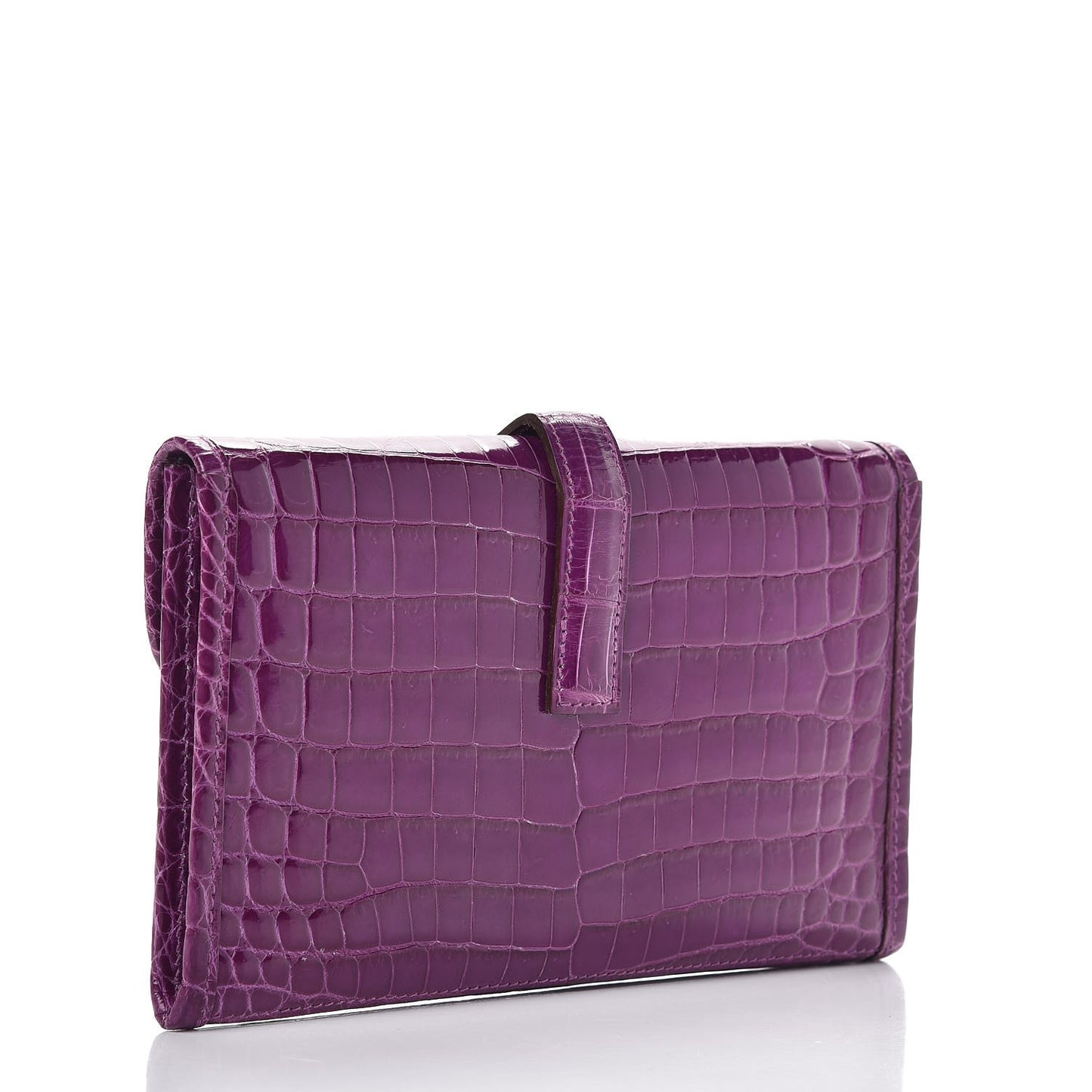 Shiny Niloticus Crocodile Mini Jige Elan Clutch Violet