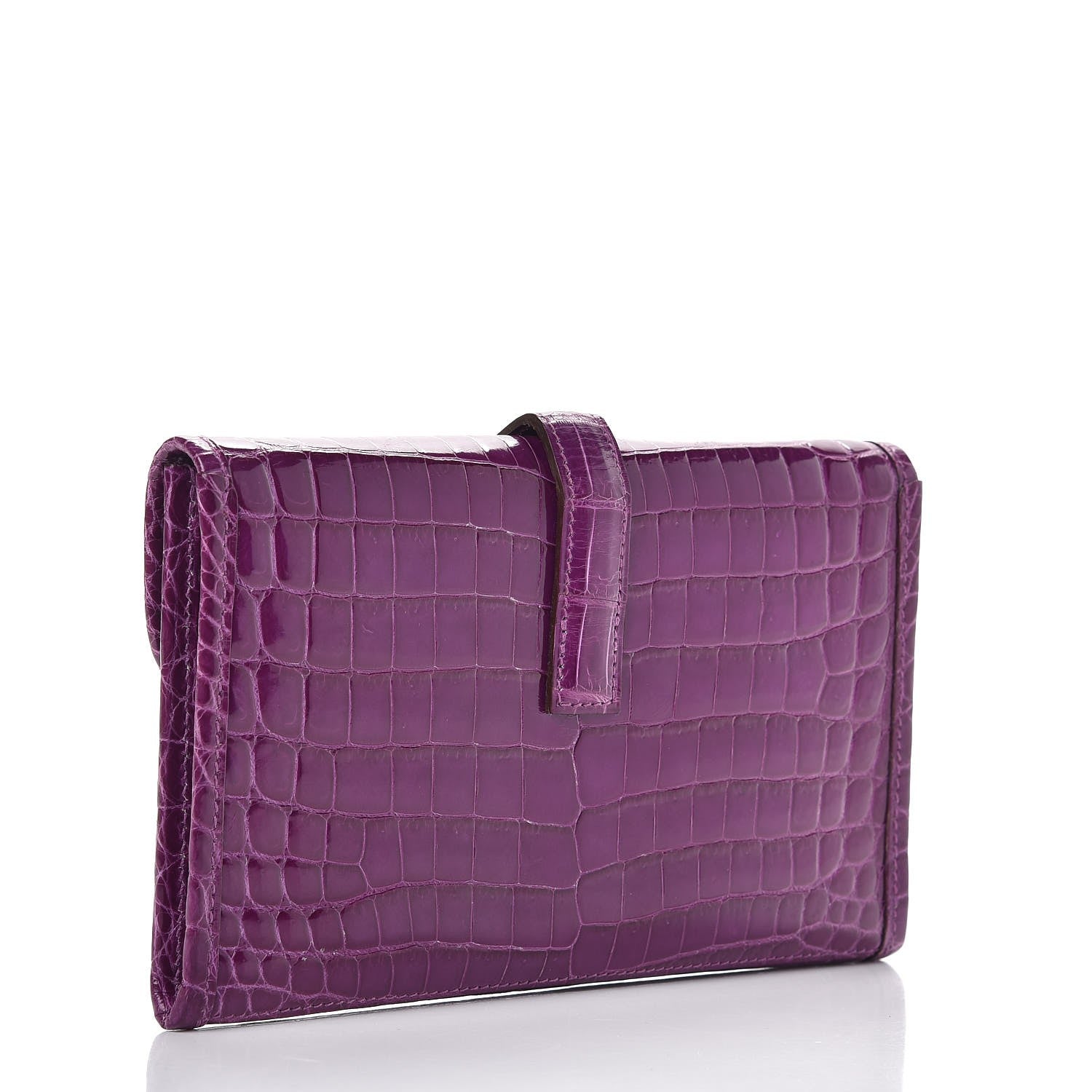 Hermes Shiny Niloticus Crocodile Mini Jige Elan Clutch Violet 3 of 7