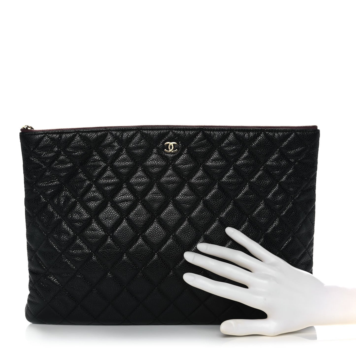 Caviar Quilted Large Cosmetic Case Black
