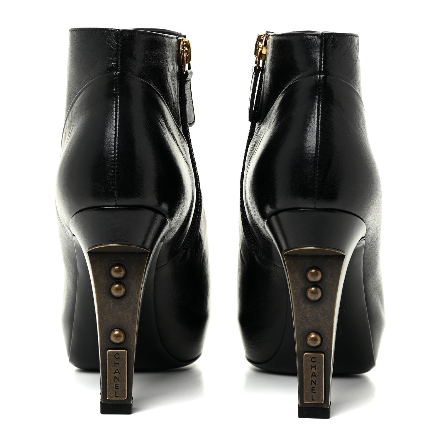 Chanel Lambskin Booties 37.5 Black 4 of 14