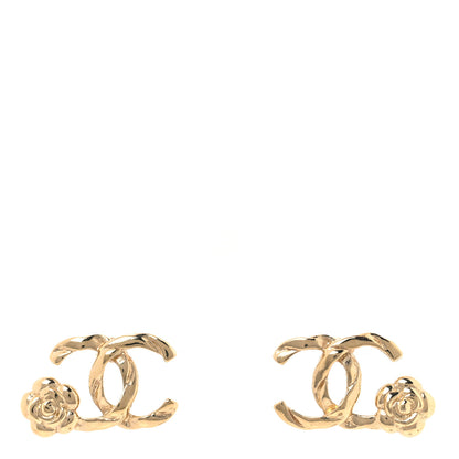 Chanel Metal Camellia CC Earrings Gold 1 of 5