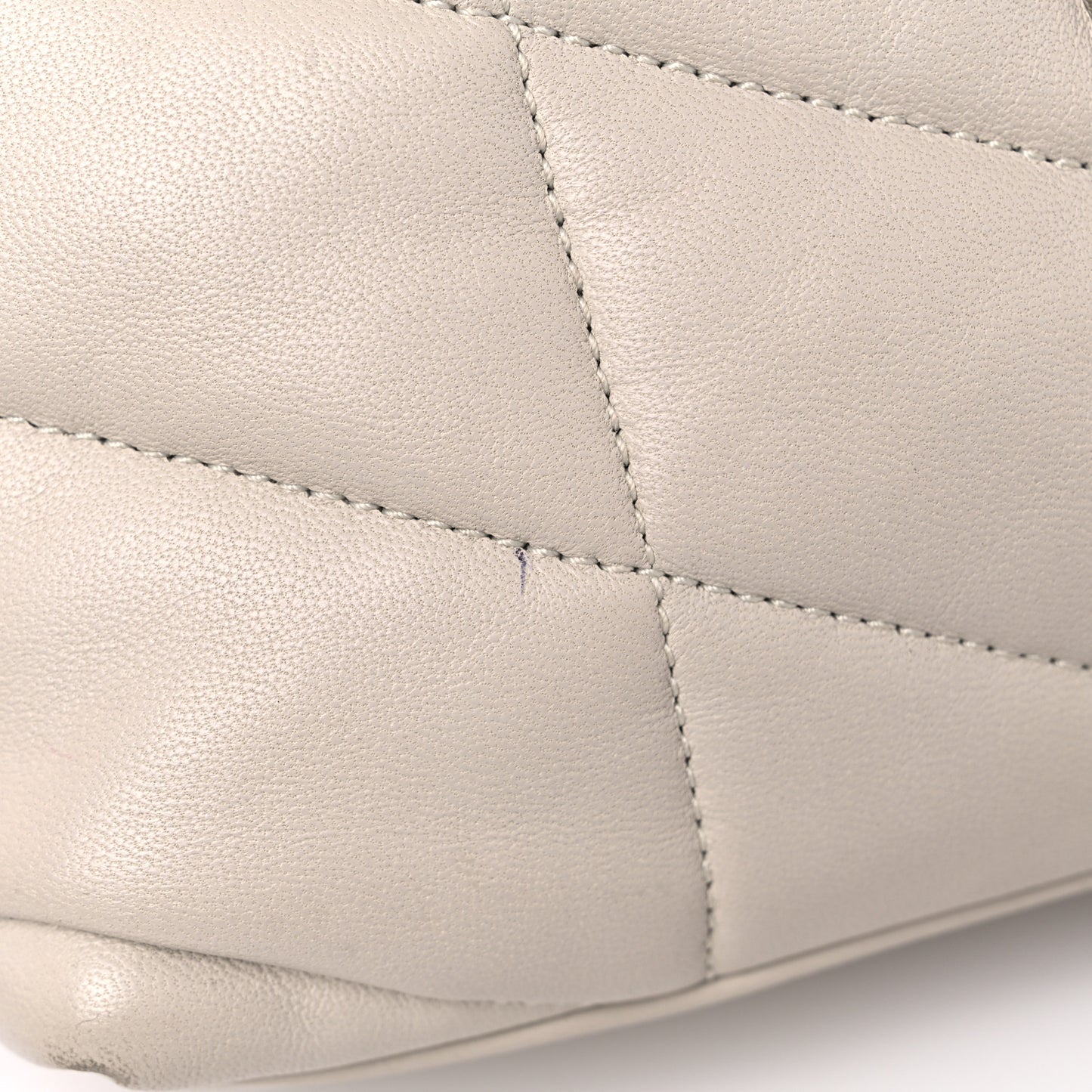 Lambskin Quilted Toy Loulou Puffer Monogram Chain Satchel Crema Soft