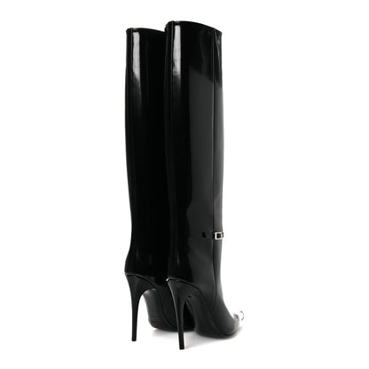 Saint Laurent Glazed Calfskin Vendome 110 Boots 40 Black 5 of 11