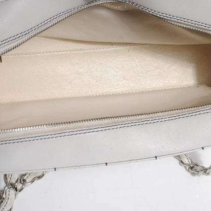 Chanel Leather Contrast Square Stitch Camera Case Dark White 9 of 11
