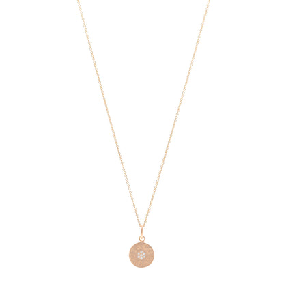 Tiffany 18K Rose Gold Diamond 1837 Circle Charm Pendant Necklace 1 of 6