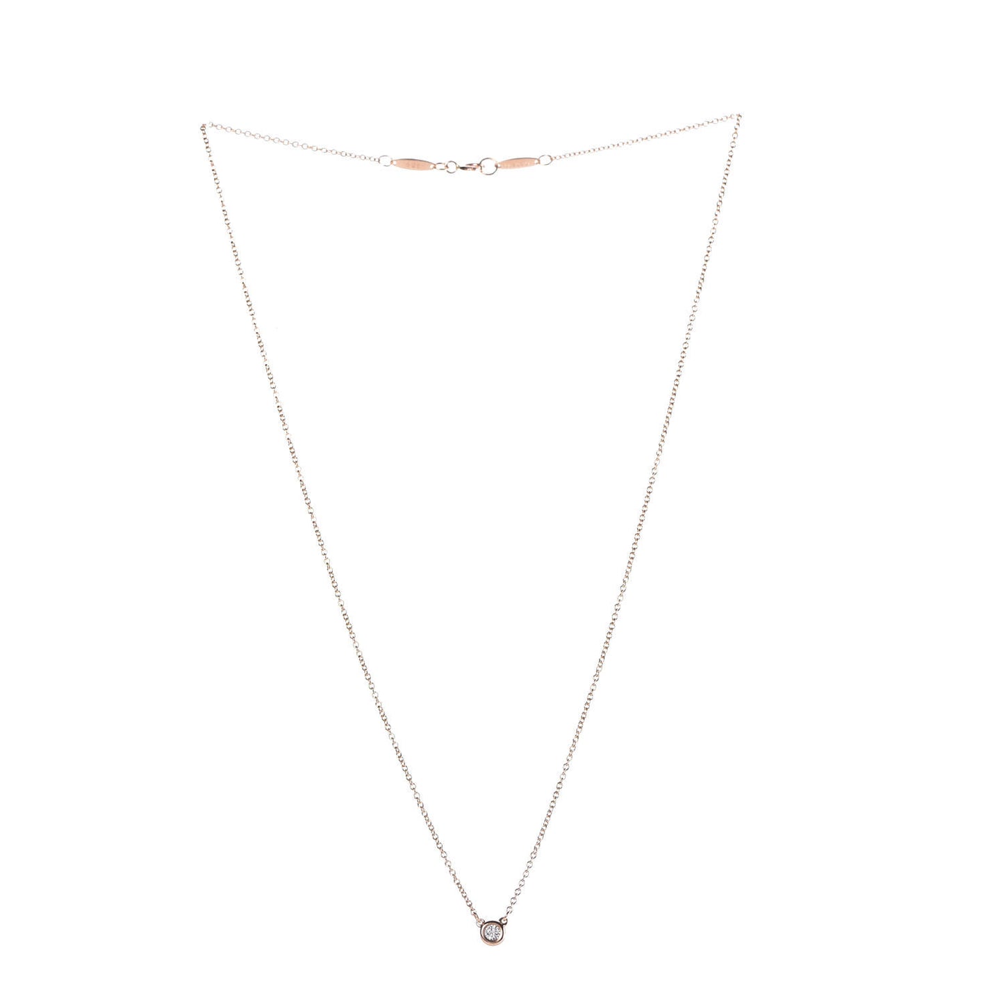 18K Rose Gold Diamond .05ct Elsa Peretti Diamonds by the Yard Pendant Necklace