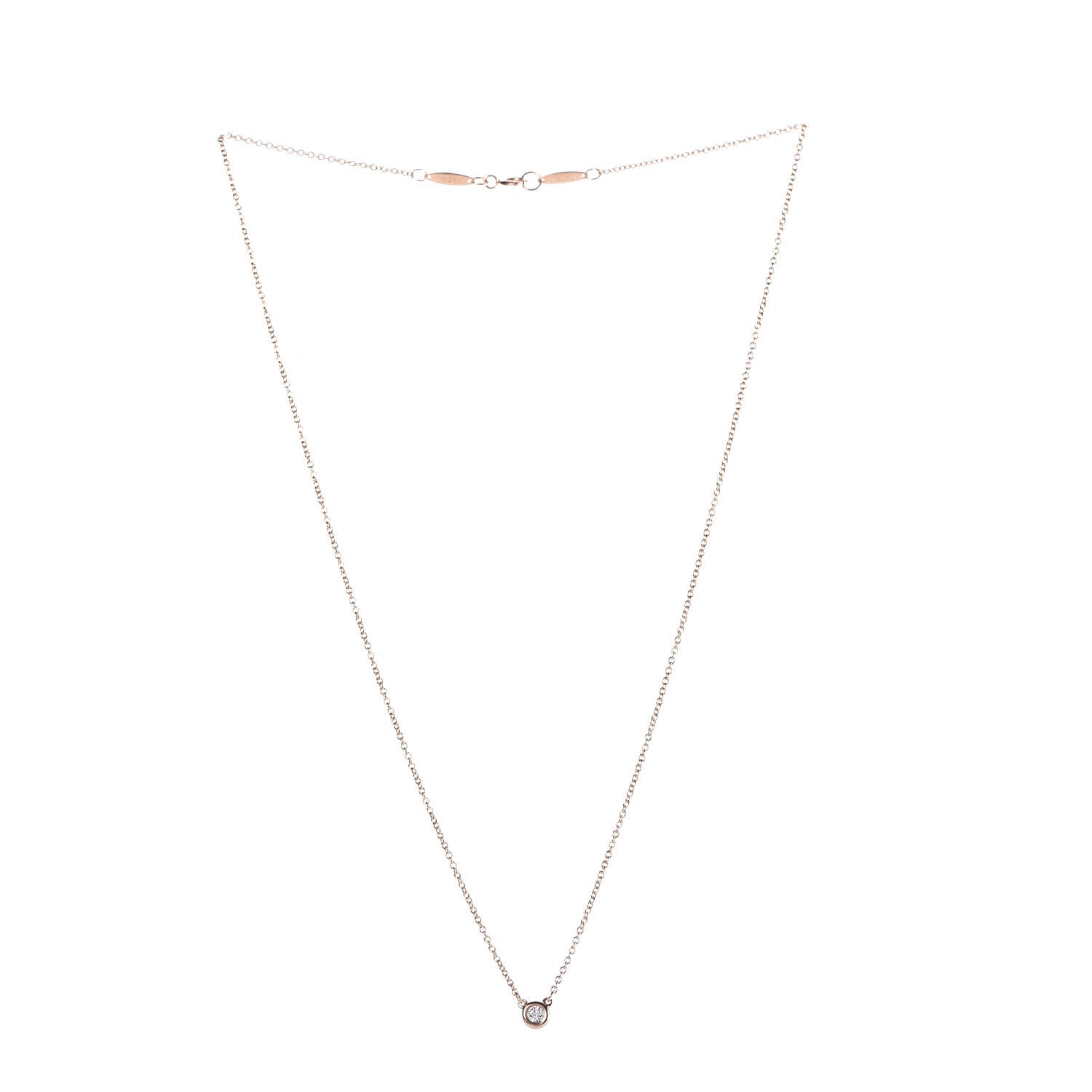 Tiffany 18K Rose Gold Diamond .05ct Elsa Peretti Diamonds by the Yard Pendant Necklace 3 of 8