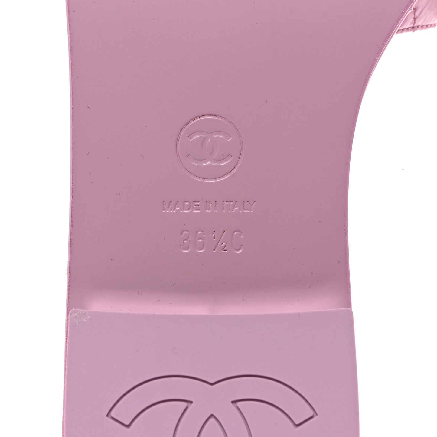 Patent Goatskin Quilted CC Mules Sandals 36.5 Pink