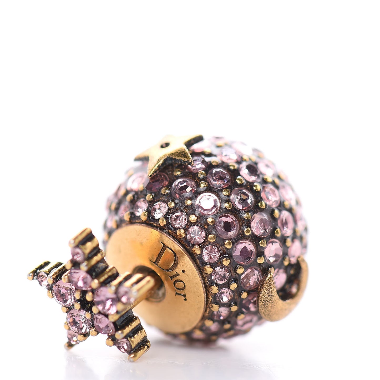 Crystal Star Moon Tribal Earrings Pink Gold
