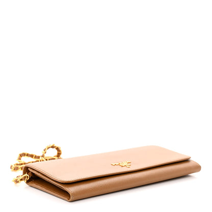 Prada Saffiano Metal Oro Chain Wallet Caramel 4 of 10