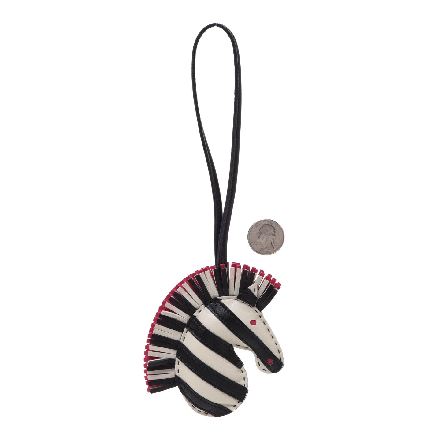 Milo Lambskin Geegee Savannah Bag Charm Craie Black Rose Mexico