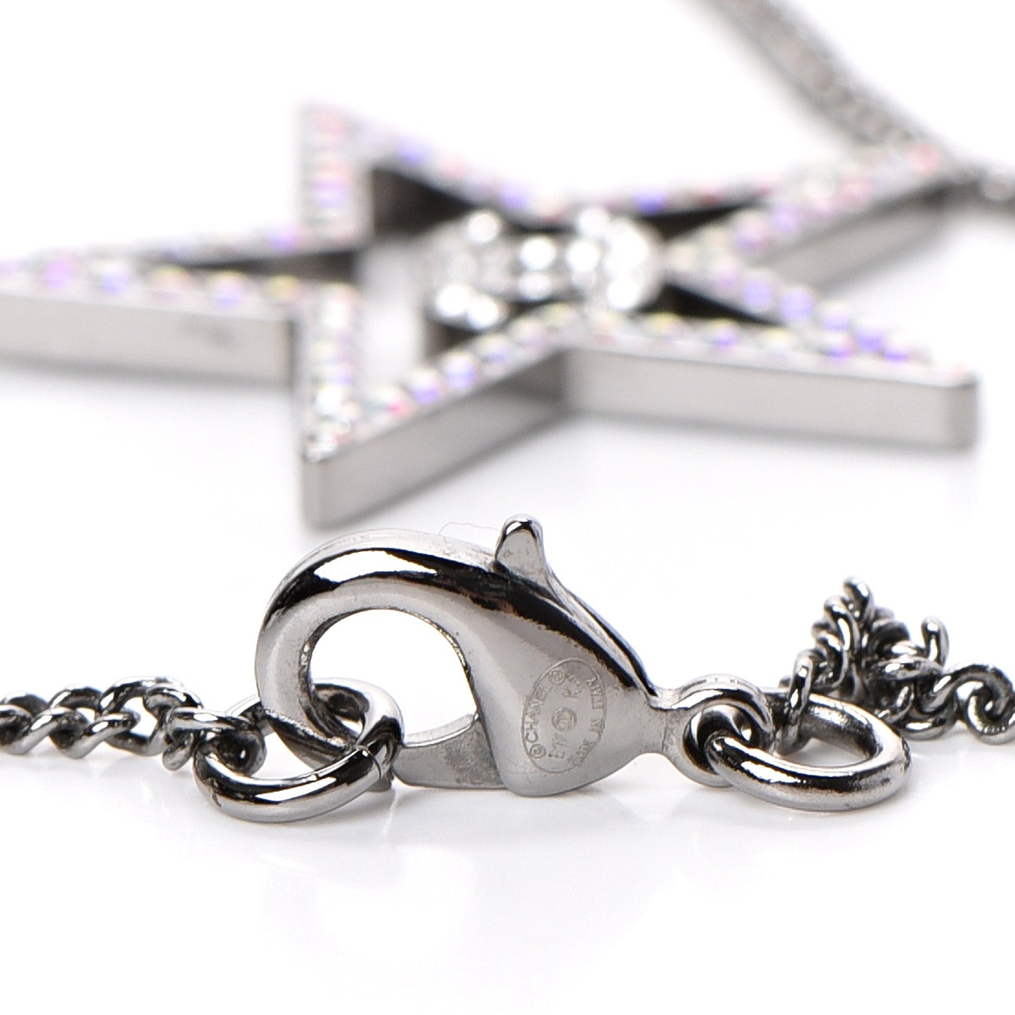 Ruthenium Crystal Star CC Necklace Iridescent Pink