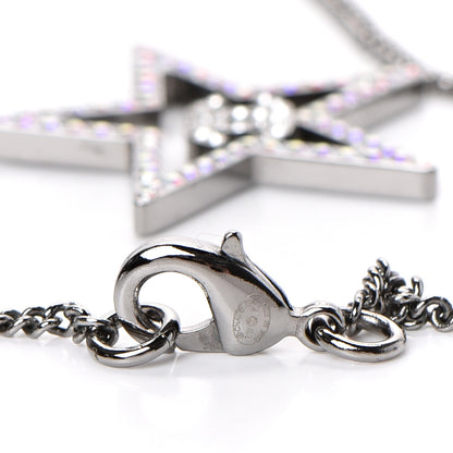 Chanel Ruthenium Crystal Star CC Necklace Iridescent Pink 4 of 5