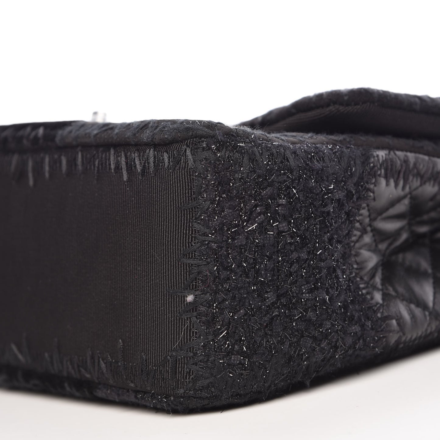 Tweed Patchwork Jumbo Single Flap Black