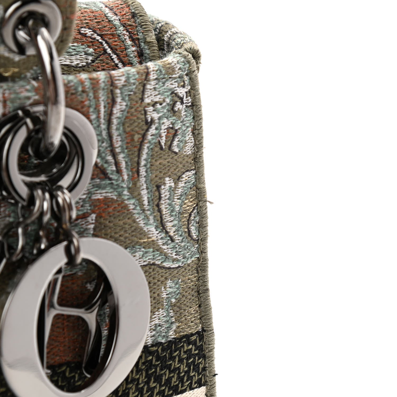 Christian Dior Metallic Canvas Embroidered Floral Medium Lady D-Lite Multicolor 13 of 13