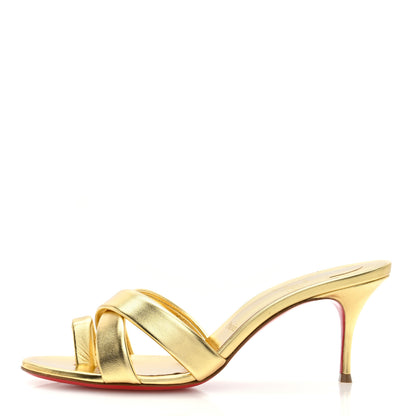Christian Louboutin Metallic Calfskin Simply Me 70 Slide Sandals 39.5 Gold 1 of 8