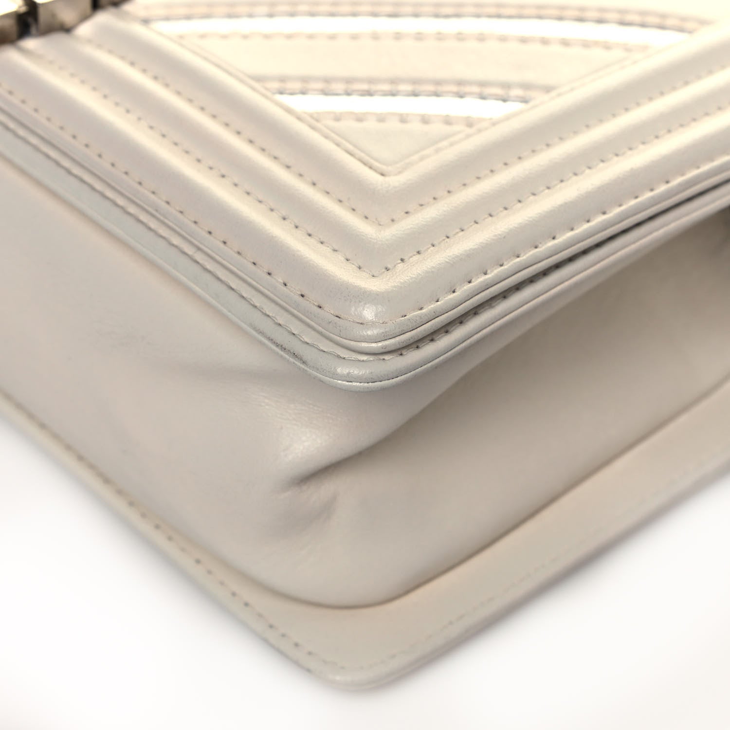 Chanel Lambskin Iridescent PVC Chevron Quilted Medium Boy Flap White Silver 10 of 15