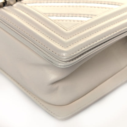 Chanel Lambskin Iridescent PVC Chevron Quilted Medium Boy Flap White Silver 10 of 15
