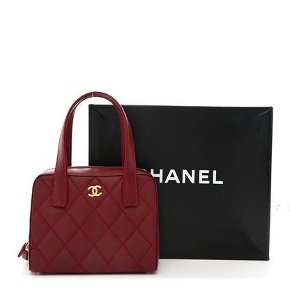Chanel Calfskin Contrast Stitch Small Surpique Bowler Red 14 of 14